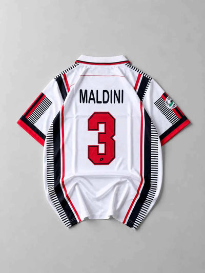 Ac milan 1997-98 away maldini half sleeves retro(embroidery)