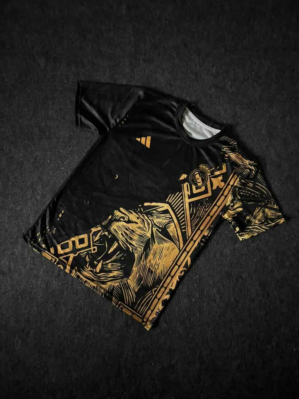 Real madrid yellow panther half sleeves sublimation